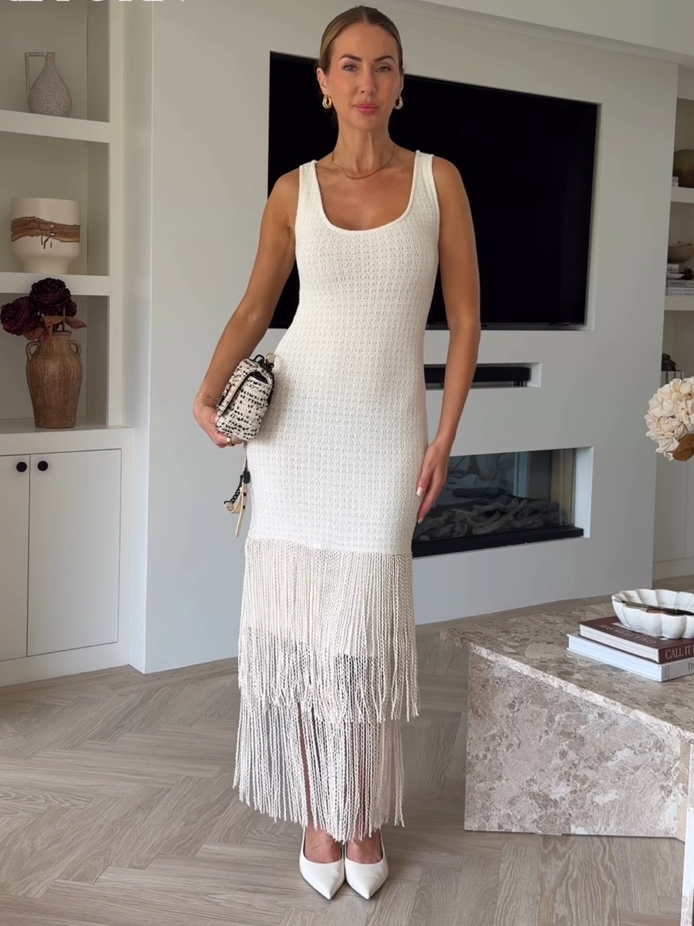 ZARA TEXTURED FRINGED DRESS